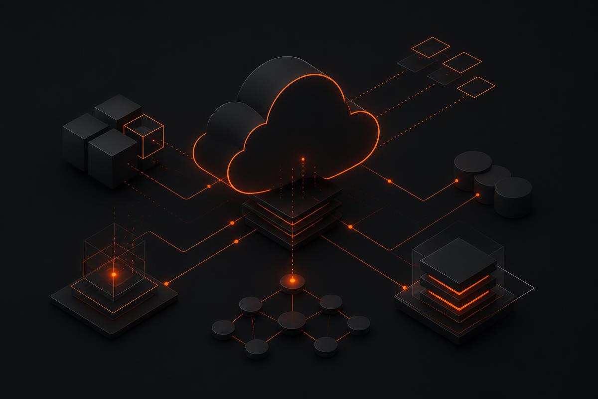 Abstract cloud infrastructure visual representing AWS partnership